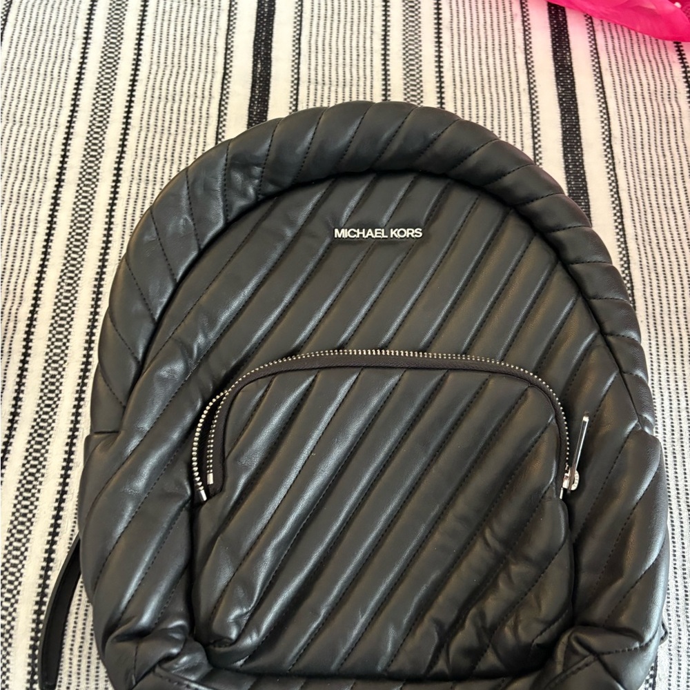 Michael Kors Black Quilted Backpack